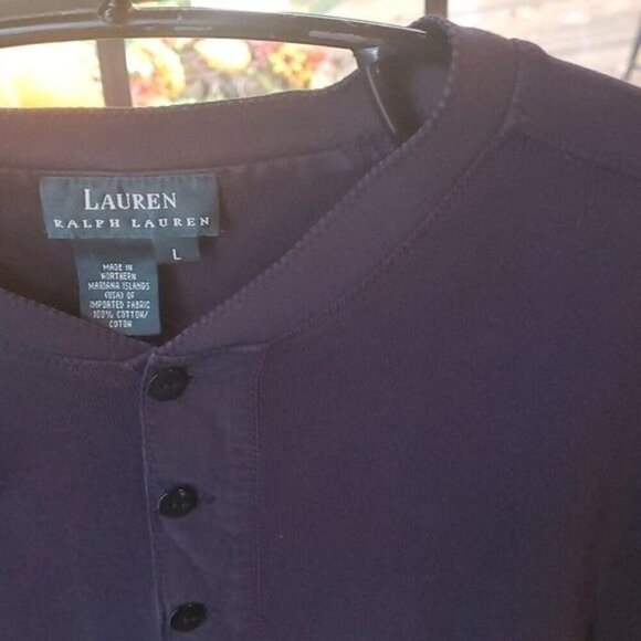 Lauren Ralph Lauren 3 Button Pullover Heavier Cotton Mid Slv Sz. L Top - Picture 4 of 12